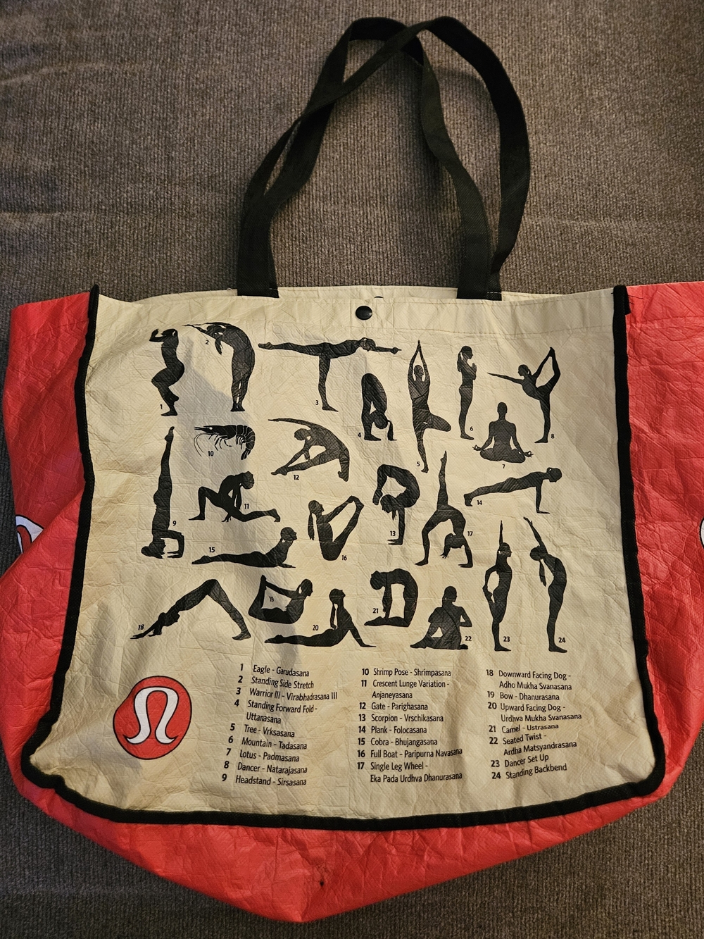 '00s Y2K Vintage Lululemon Athletica Reusable Shopping Gift Bag Red Yoga RARE